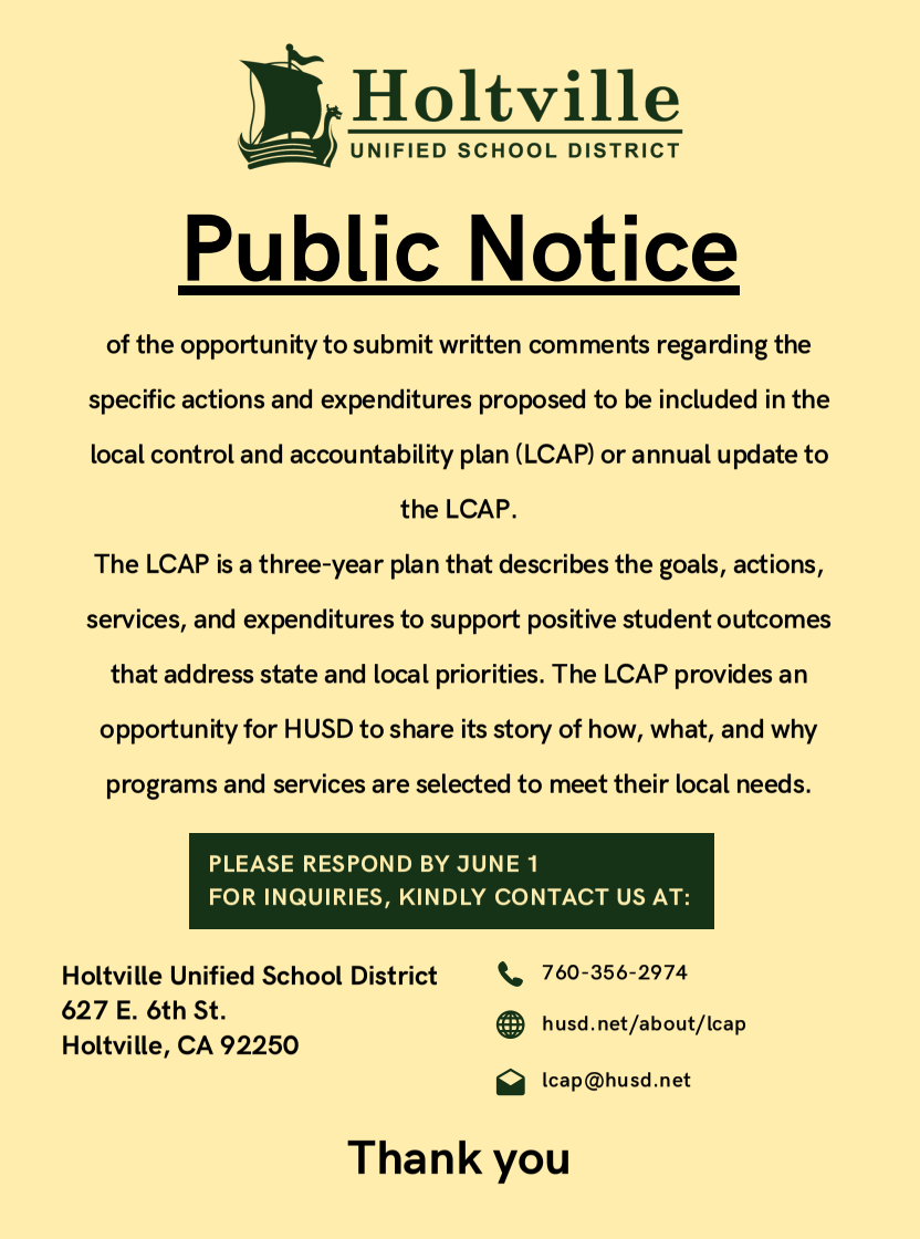 HUSD LCAP Public Notice